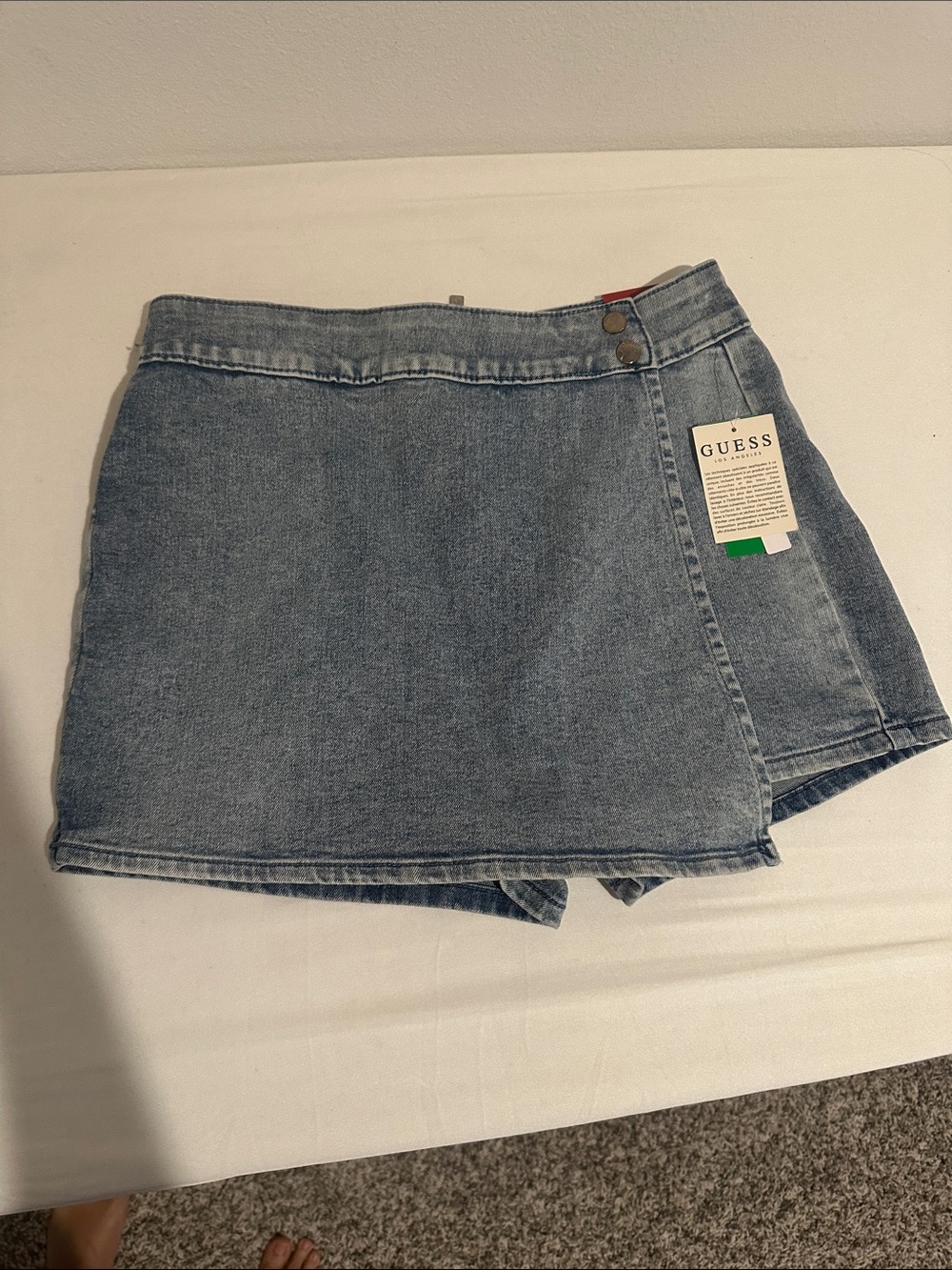 GUESS Light Wash Denim Skort in Blue